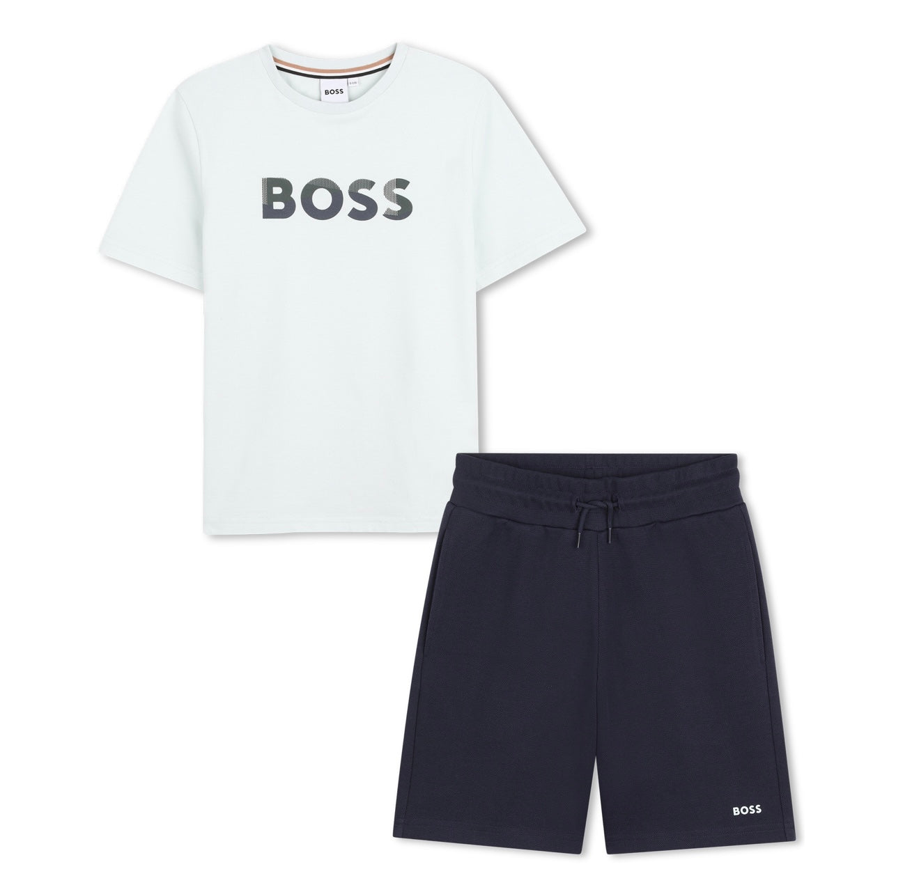 Boss navy & pale blue t-shirt and short set