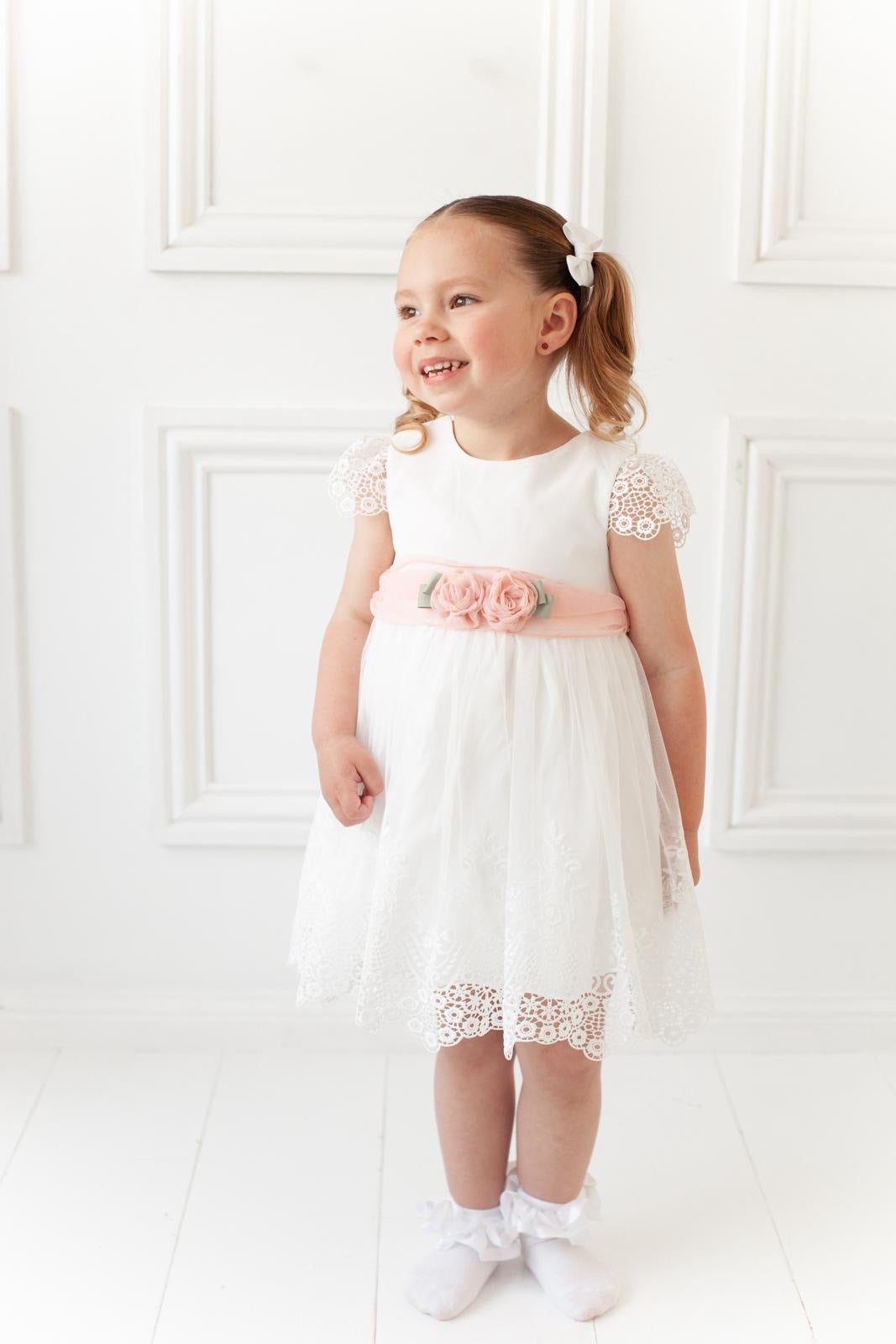 Abel & lula girls white lace & tulle dress