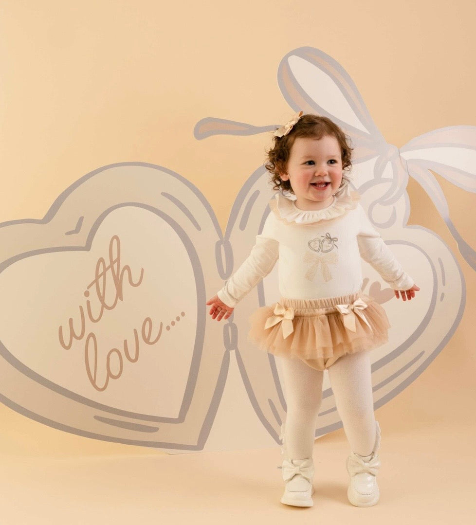 PRE ORDER - Little A Emeyle beige tulle jam pant set