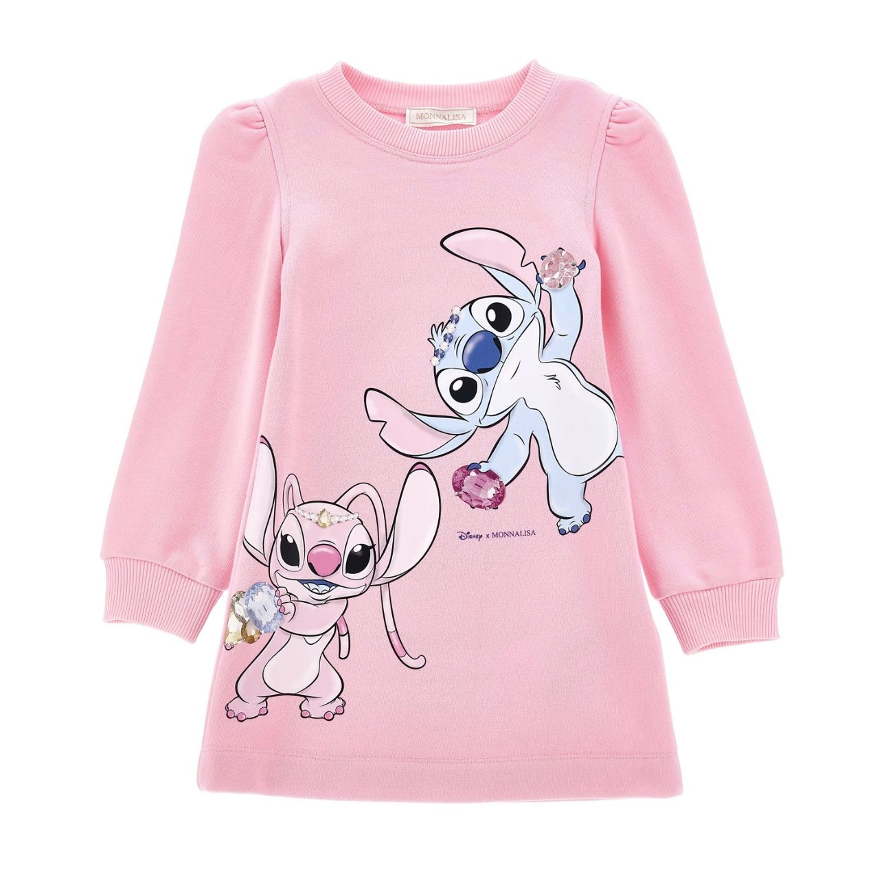 Monnalisa pink stitch & angel jumper dress