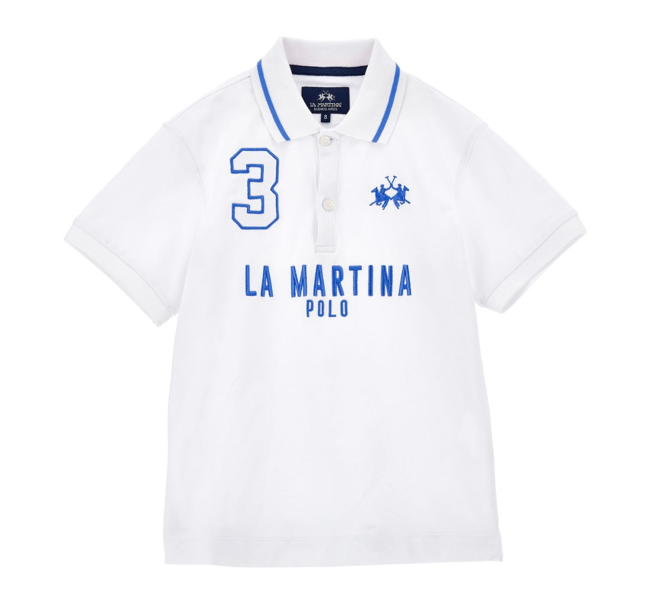 La Martina white & royal blue polo shirt