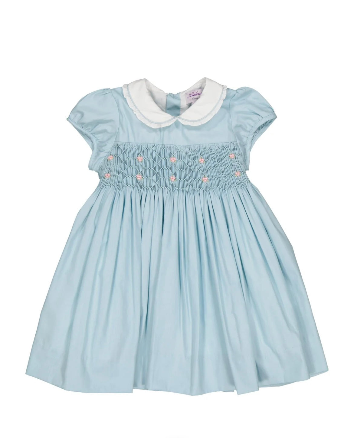 Kidiwi girls ‘sybelle’ blue poplin smocked dress