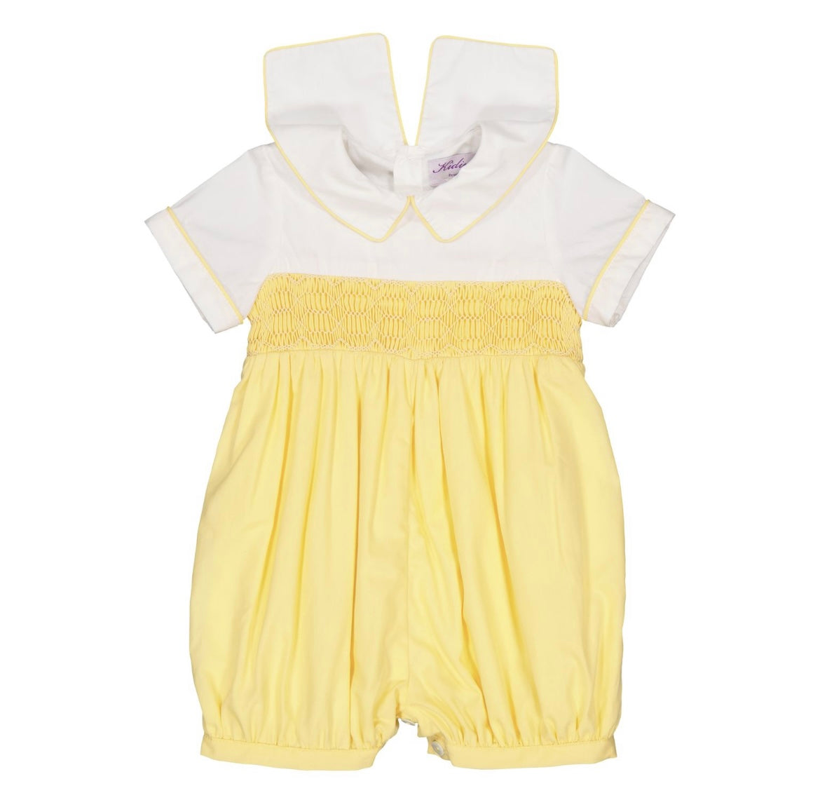 Kidiwi boys Mathis smocked romper in yellow