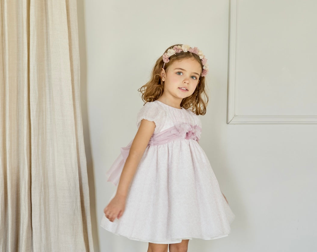 Martin Aranda pink & white floral sash dress