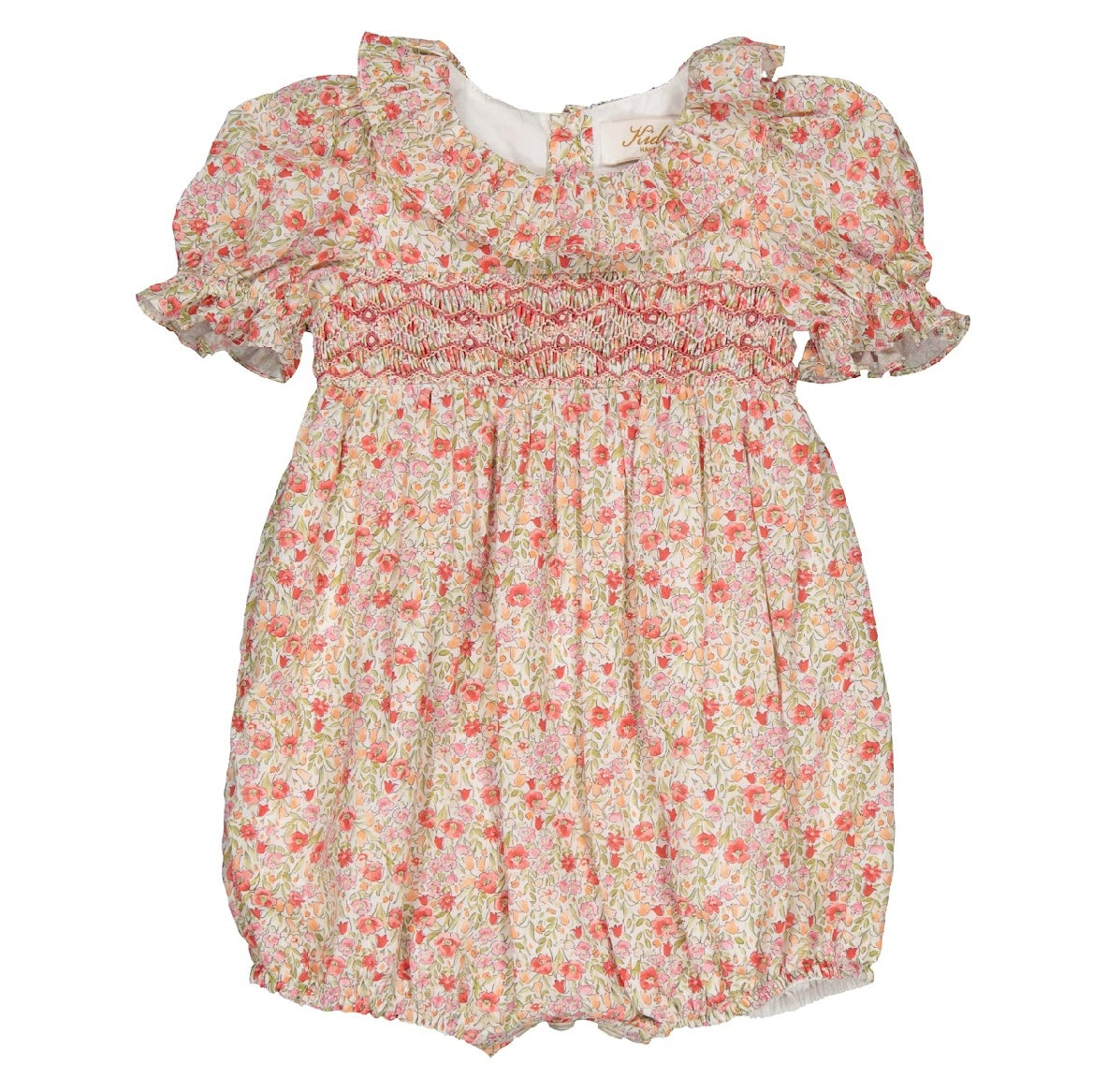 Kidiwi coral floral ‘Anthea’ smocked romper
