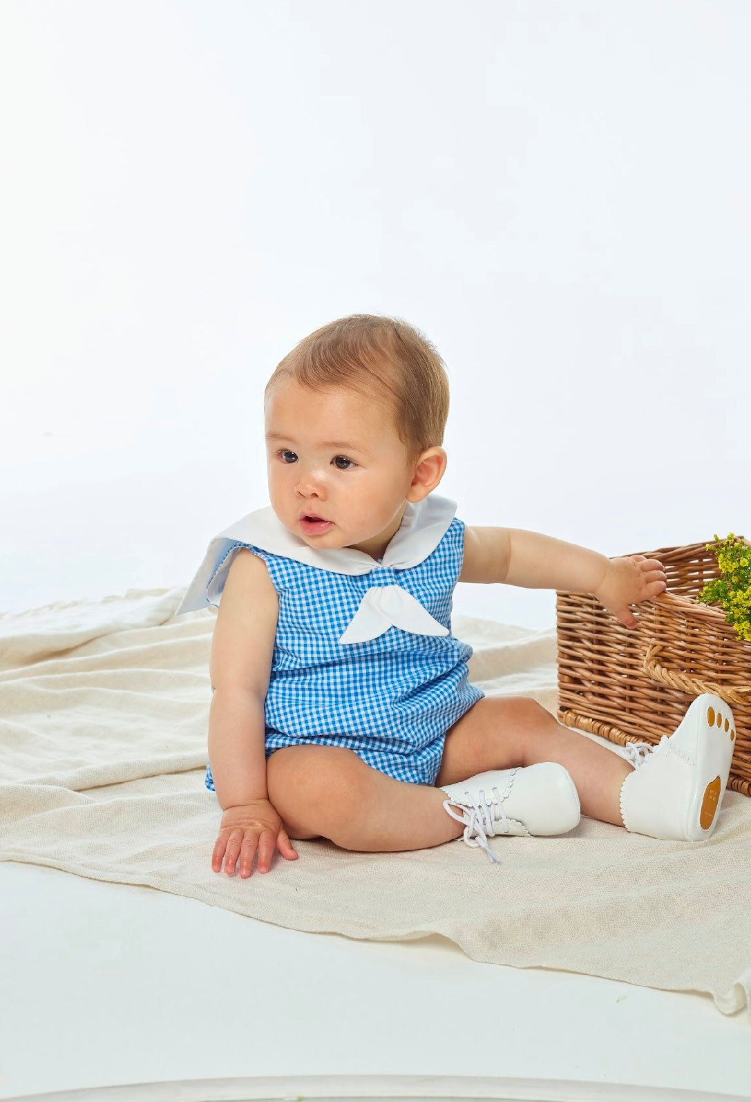 Kidiwi blue check sailor ‘Liseron’ romper