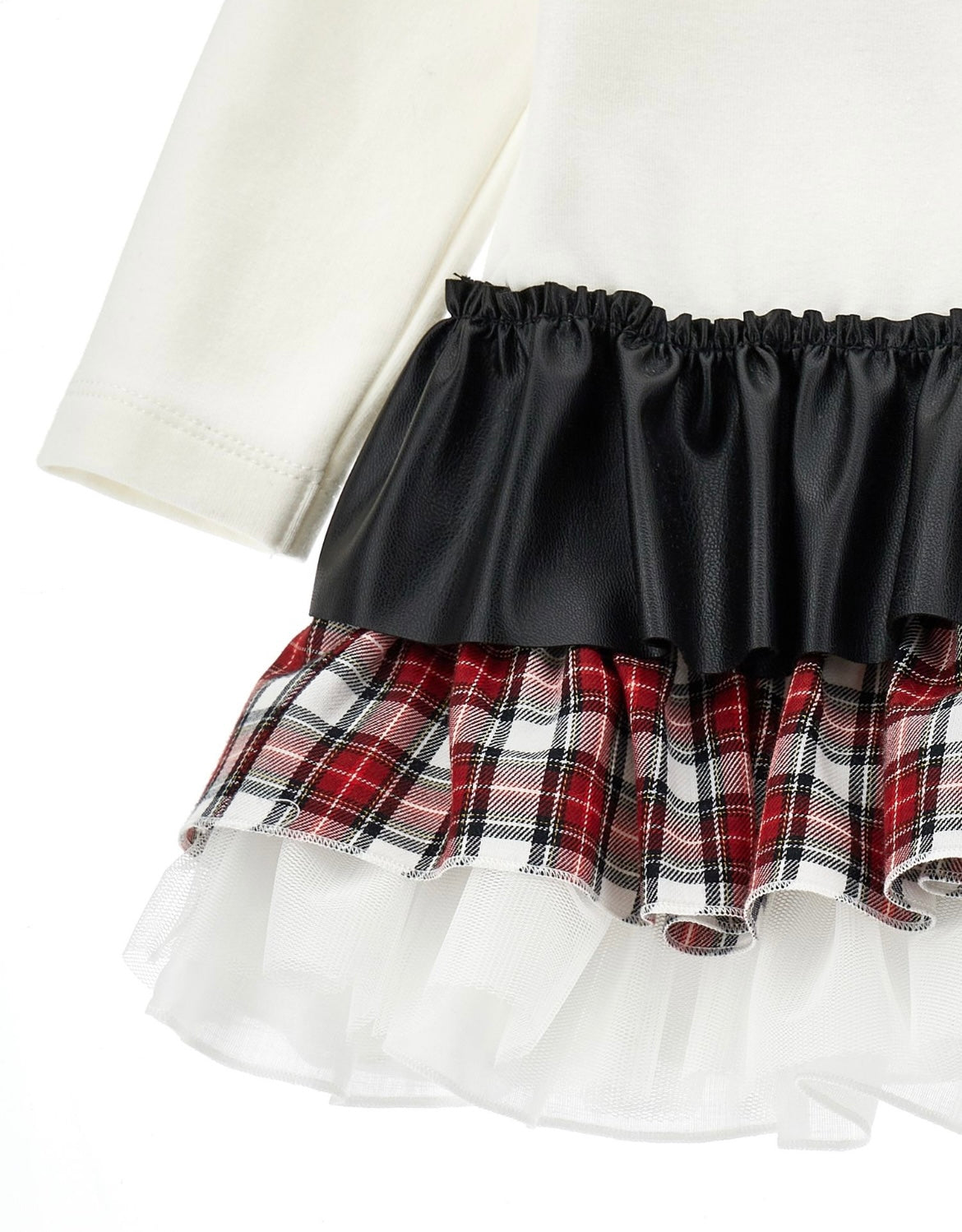 monnalisa teddy & tartan dress