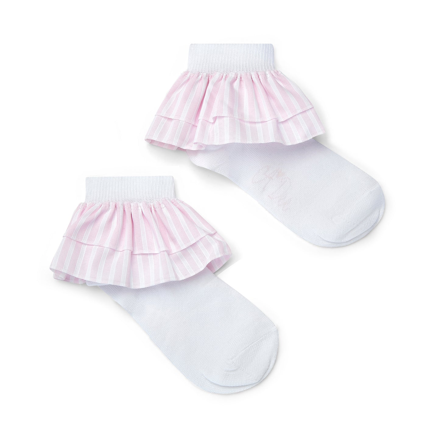 Adee pink pin stripe frilled ankle socks