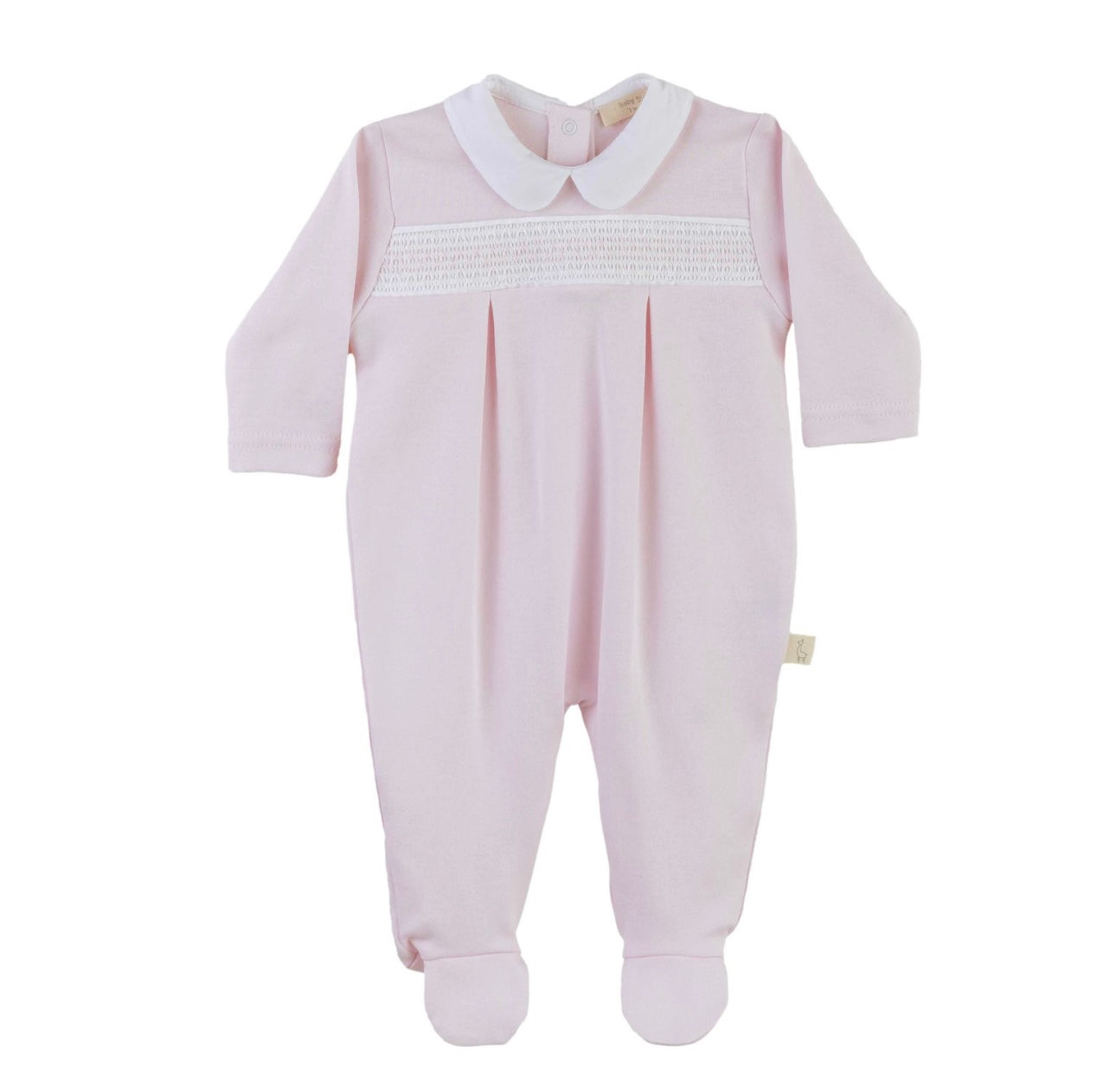Baby gi pink cotton smocked babygrow