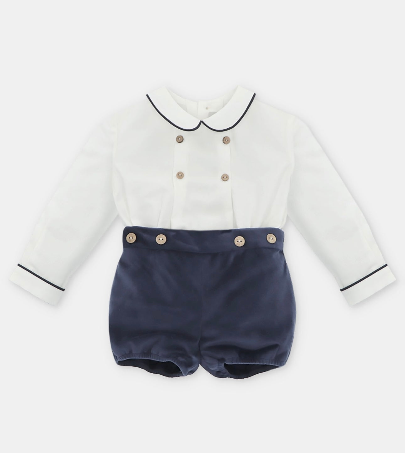 Martin Aranda navy blue & white velvet short set