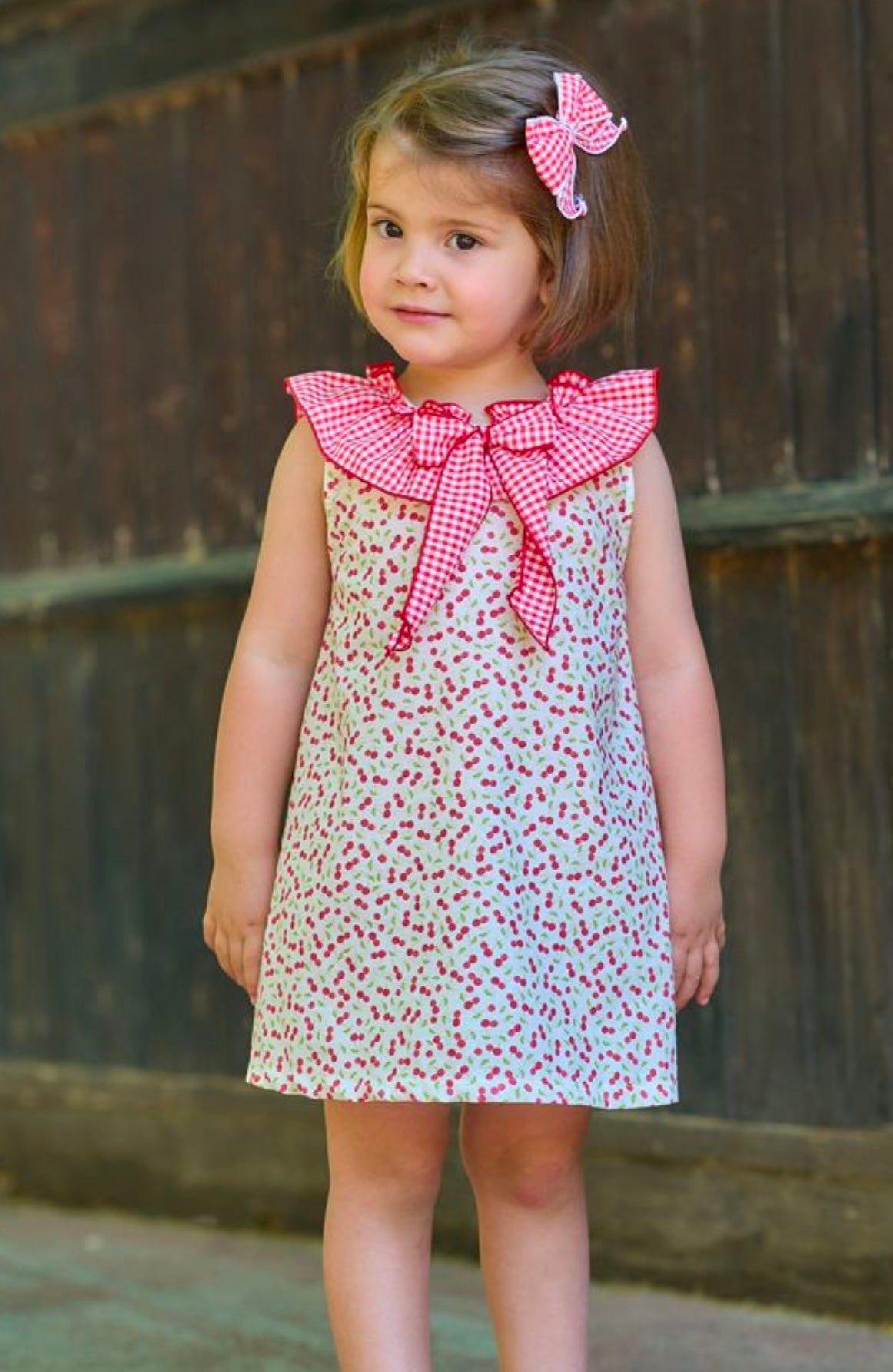 Rapife red cherries print frilled dress set