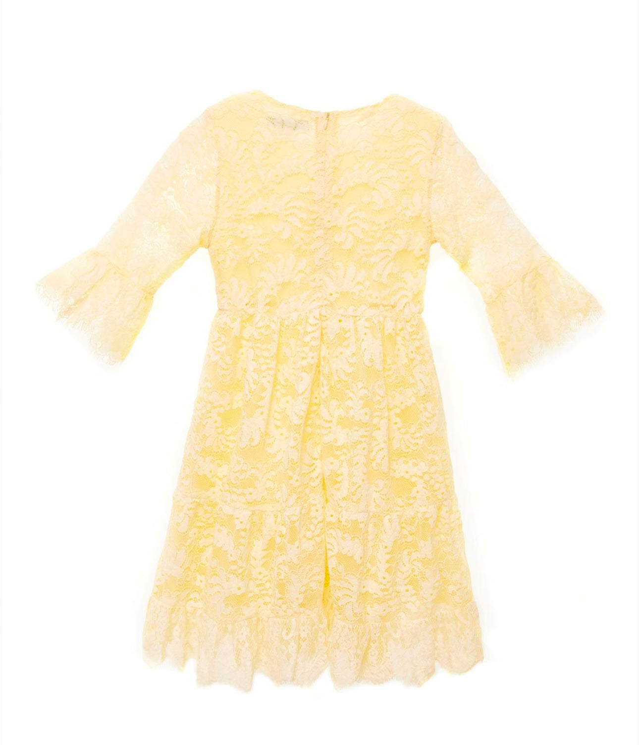 BCBGMAXAZARIA girls yellow lace frilled summer dress