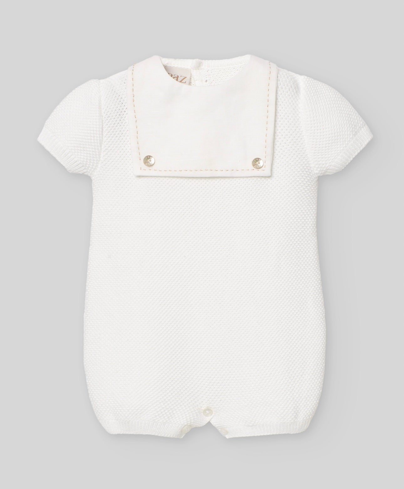 Paz Rodriguez ivory & beige bibbed romper