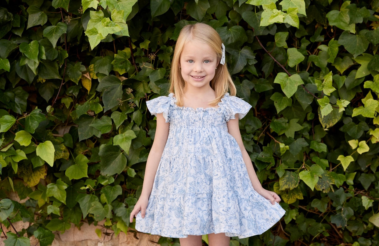 Martin Aranda blue & white paisley cotton summer dress