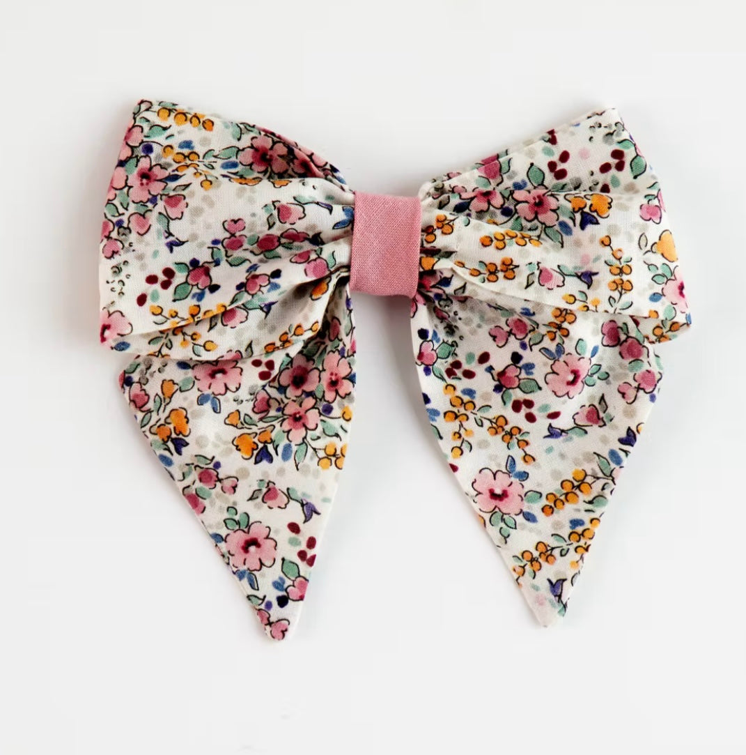 Belan couture plum liberty print bow clip