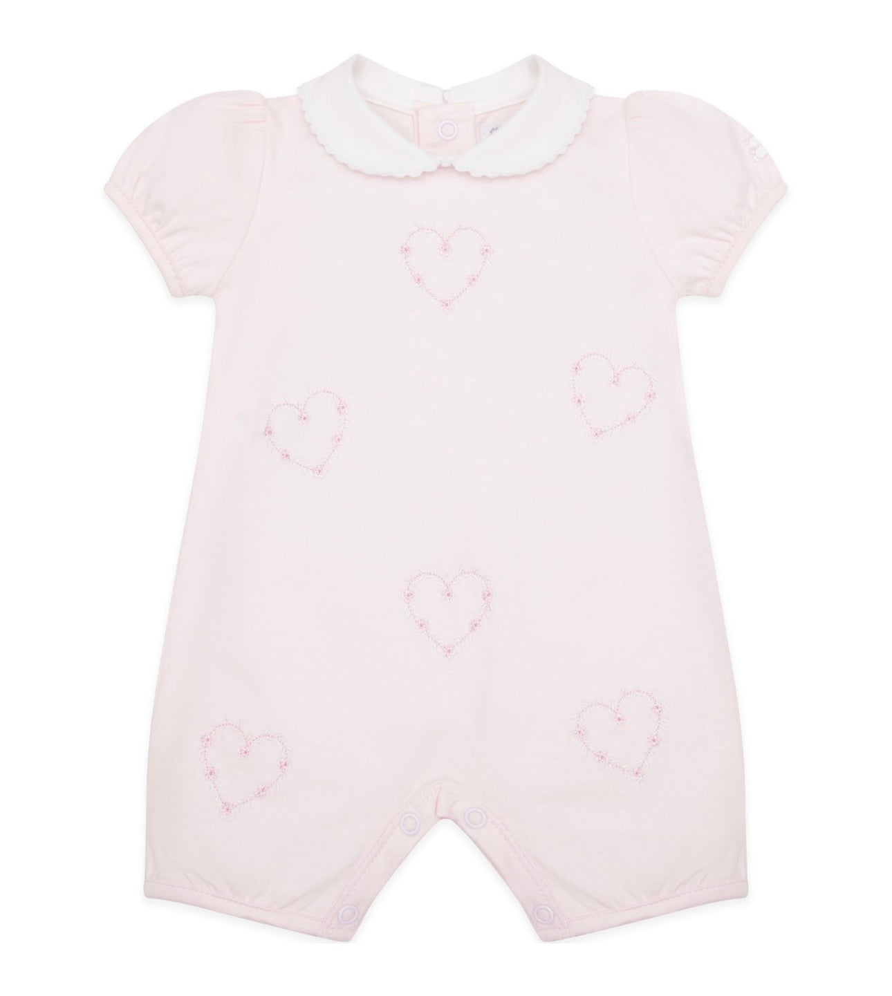 Emile et rose pink love heart embroidered romper