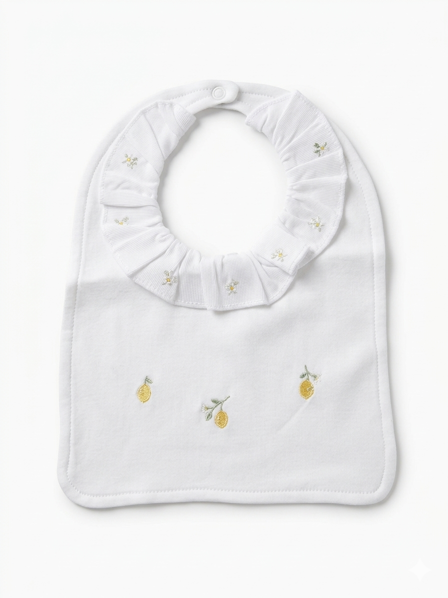 Adriana Mae dolce lemon embroidered bib