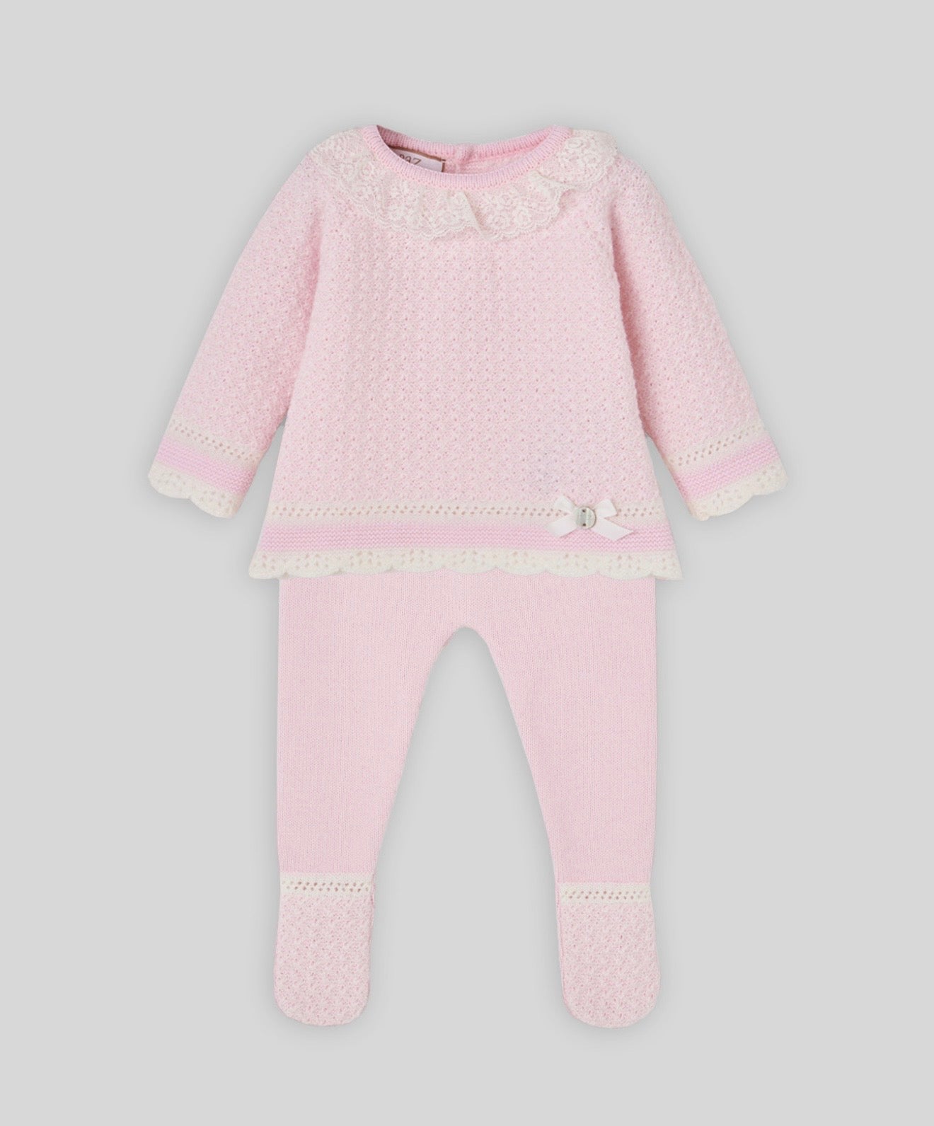 Paz Rodriguez pink lace knitted legging set