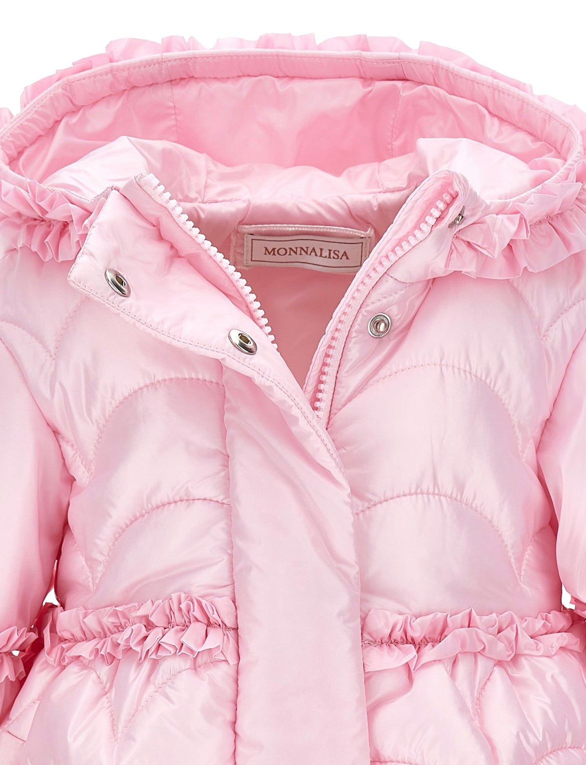monnalisa pink hooded puffer coat