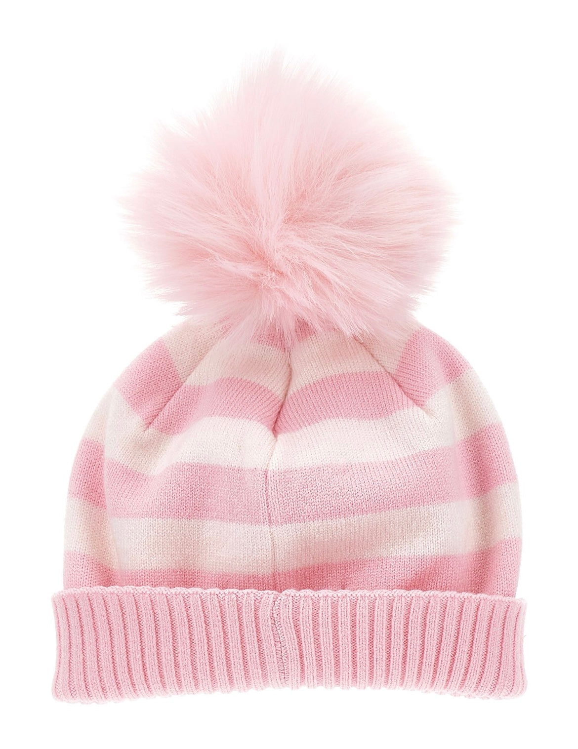 monnalsa pink stripe pompom wool mix hat