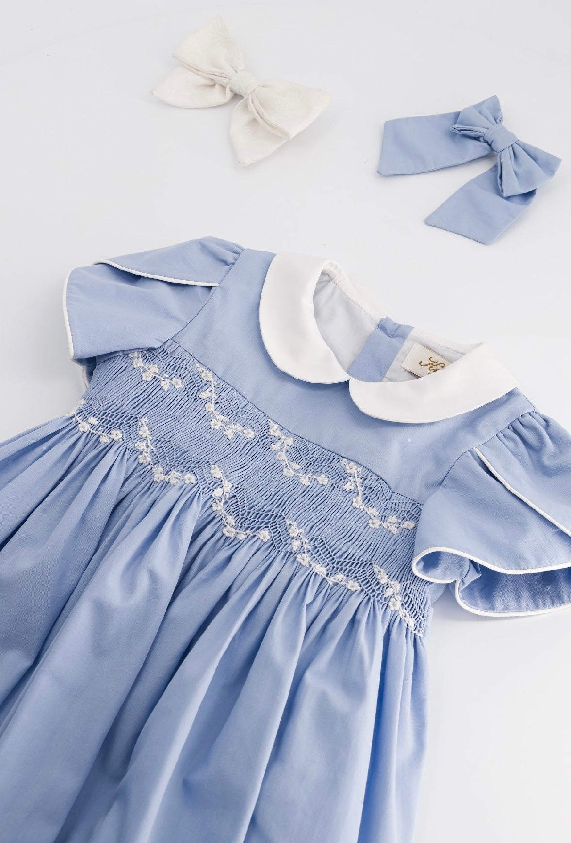 Kidiwi blue cotton ‘clemence’ smocked dress
