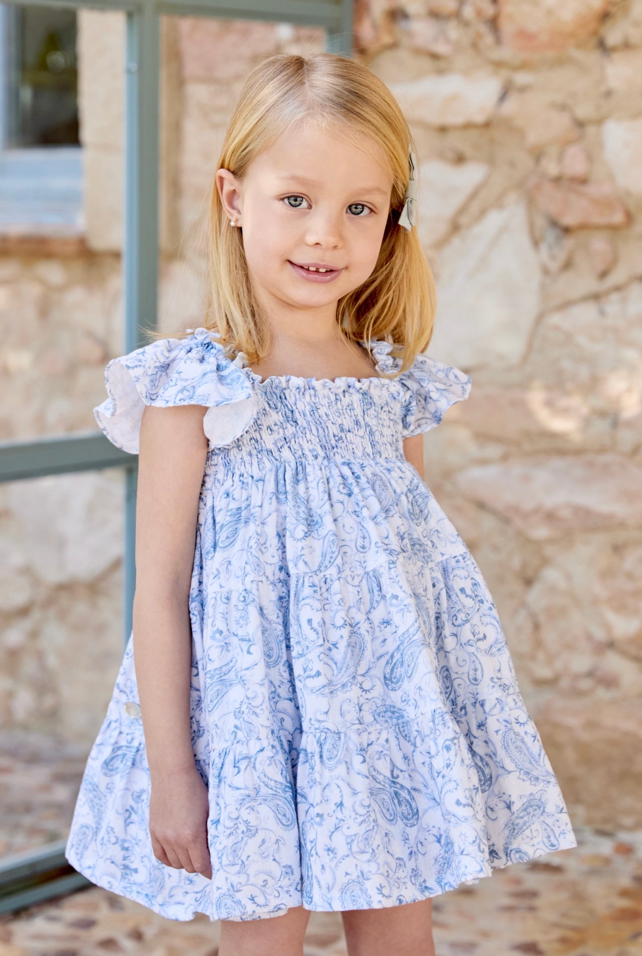 Martin Aranda blue & white paisley cotton summer dress