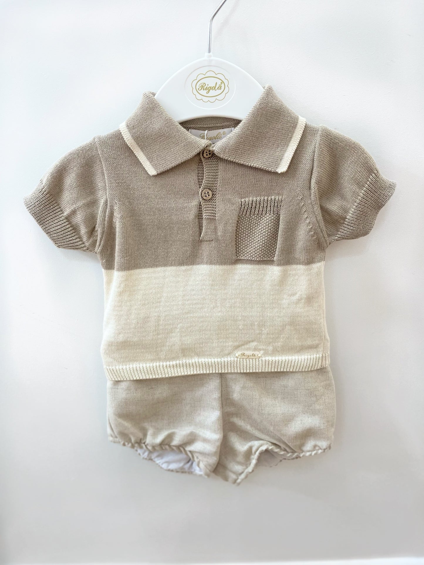 Rigola beige knit shirt & jam pant set
