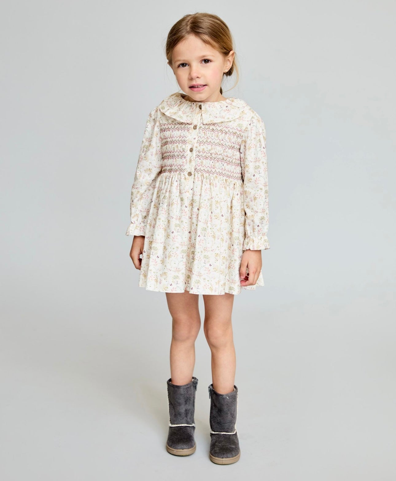 Martin Aranda pink floral smocked dress