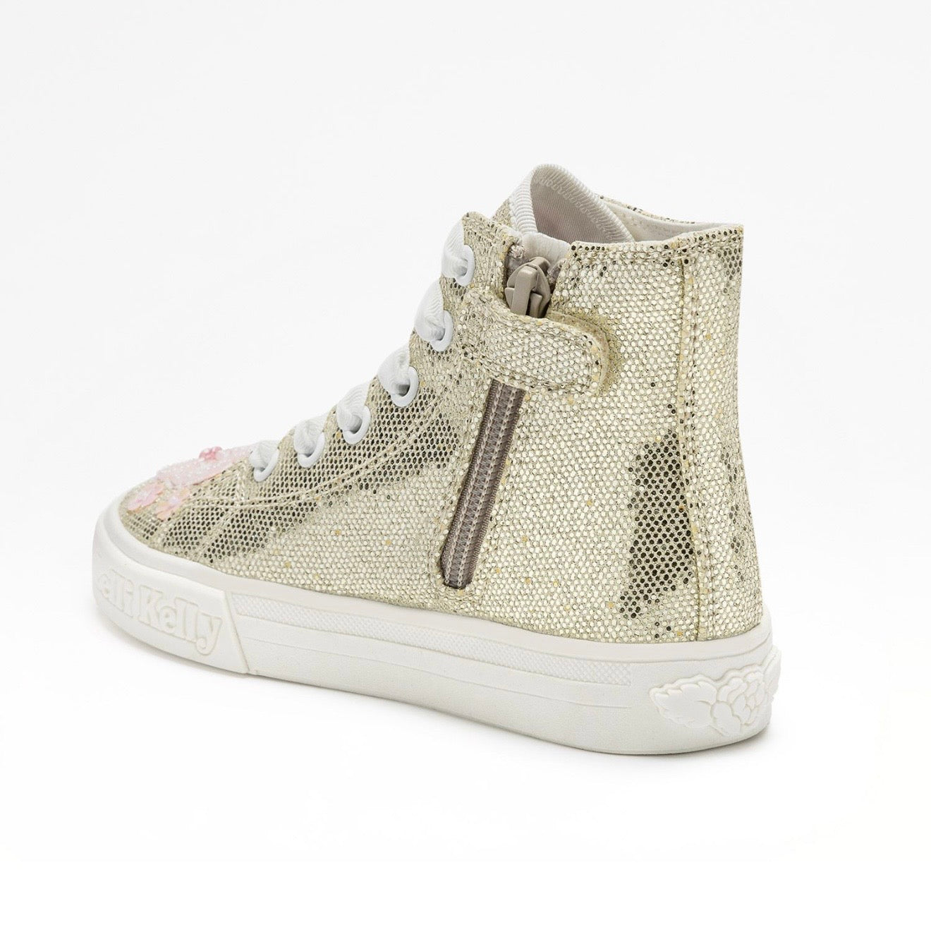 Lelli Kelly gold & pink butterfly ‘Emerald’ beaded high tops