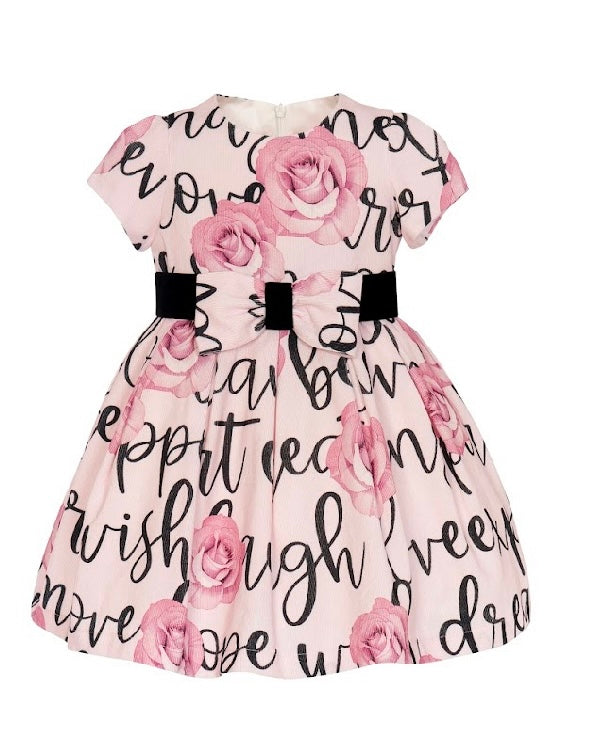 Ballon chic pink & black floral dress