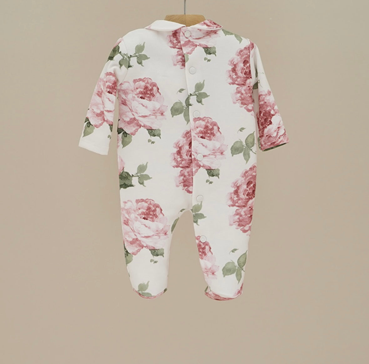 Ninnaoh all over roses print baby-grow