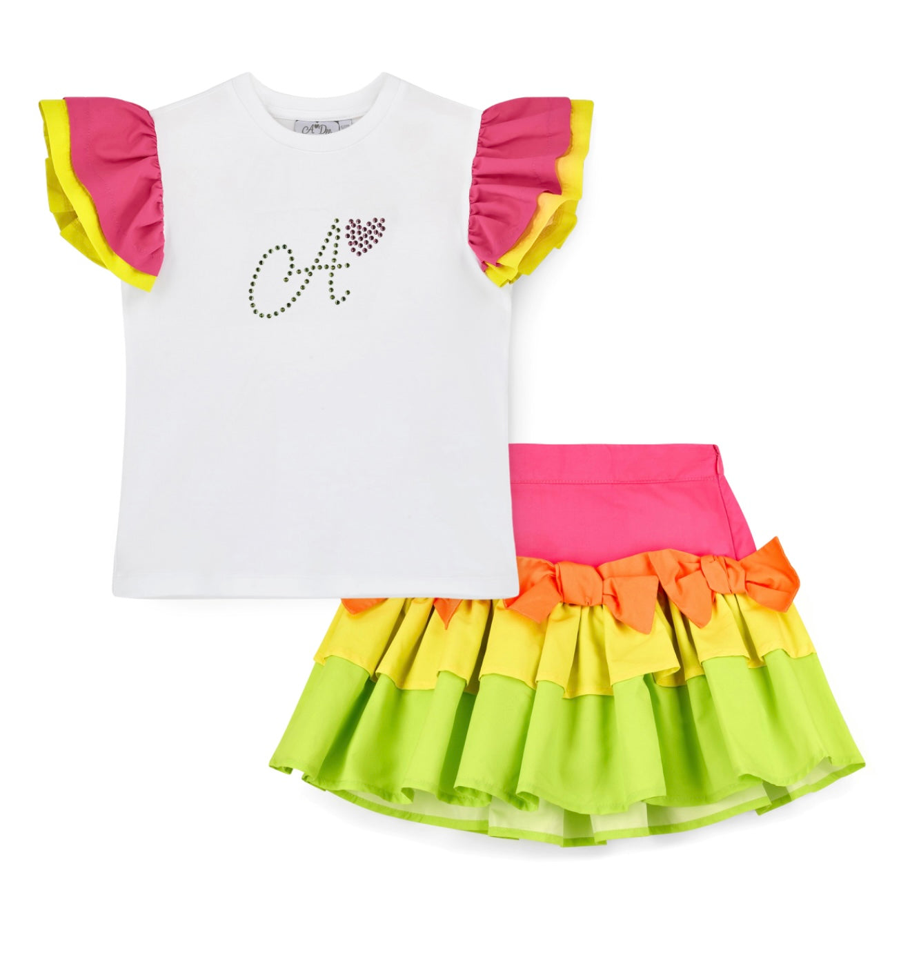 Adee ‘Taylor’ Tutti frutti colour block skirt set