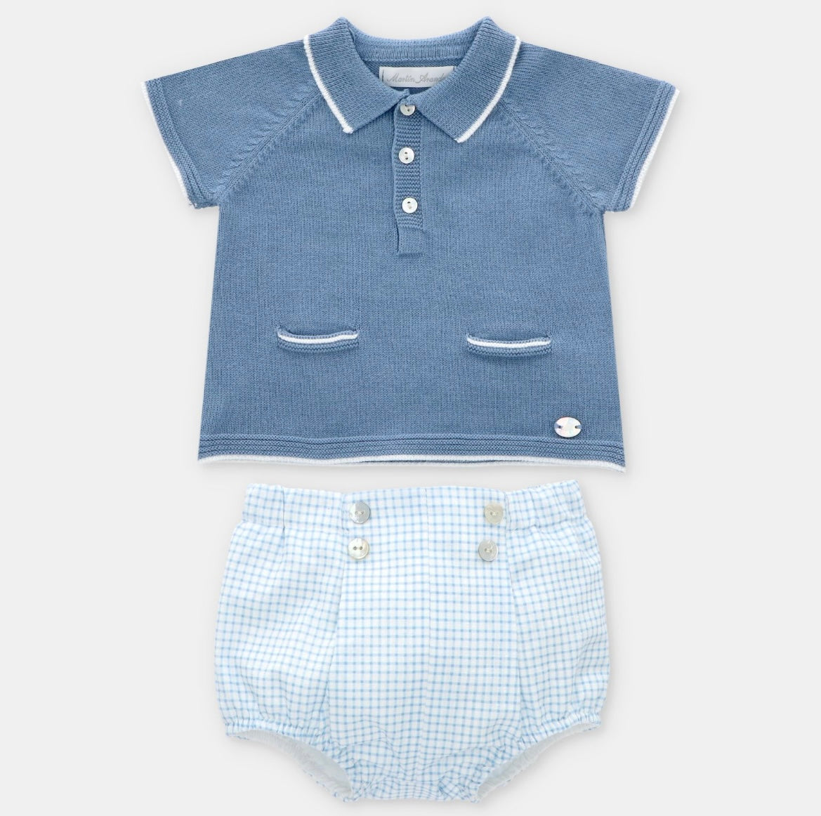 Martin aranda blue knit shirt & jam pant set