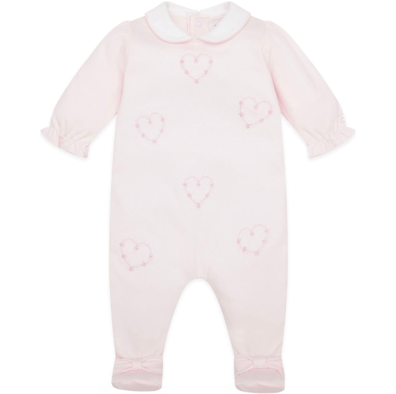 Emile et rose baby pink love heart embroidered babygrow