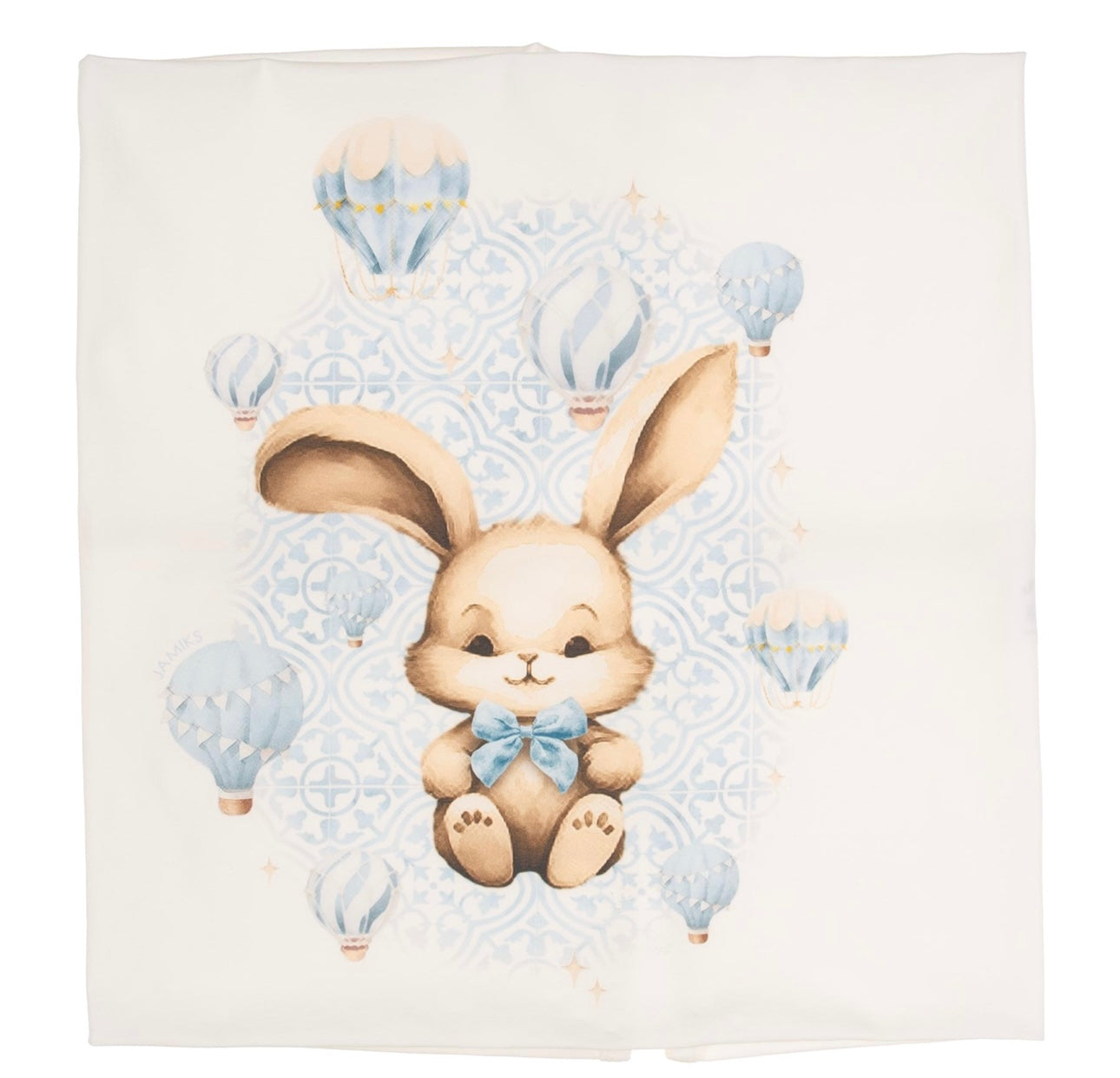 Jamiks white & blue bunny blanket