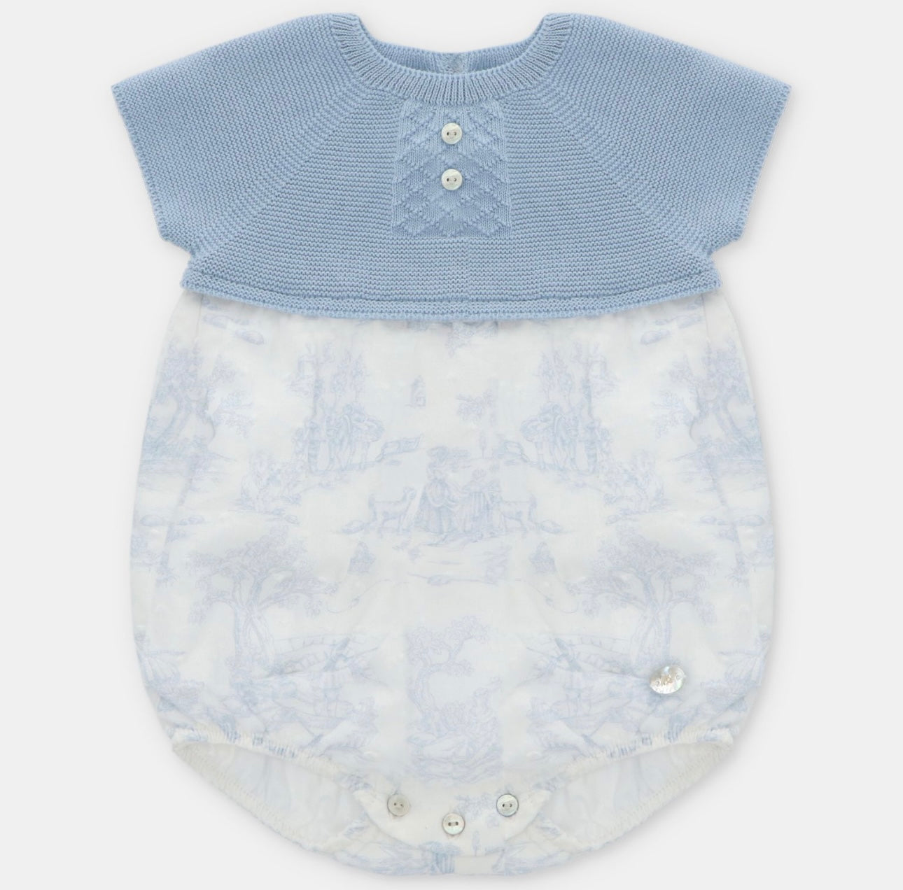 Martin Aranda blue toile half knit romper