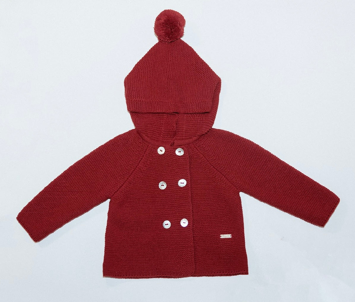 Rigola red knit hooded cardigan