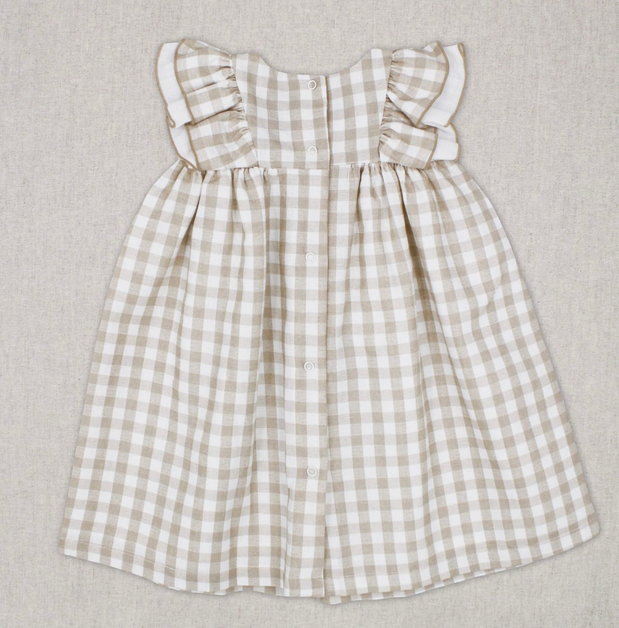 Rapife beige & white gingham frilled dress