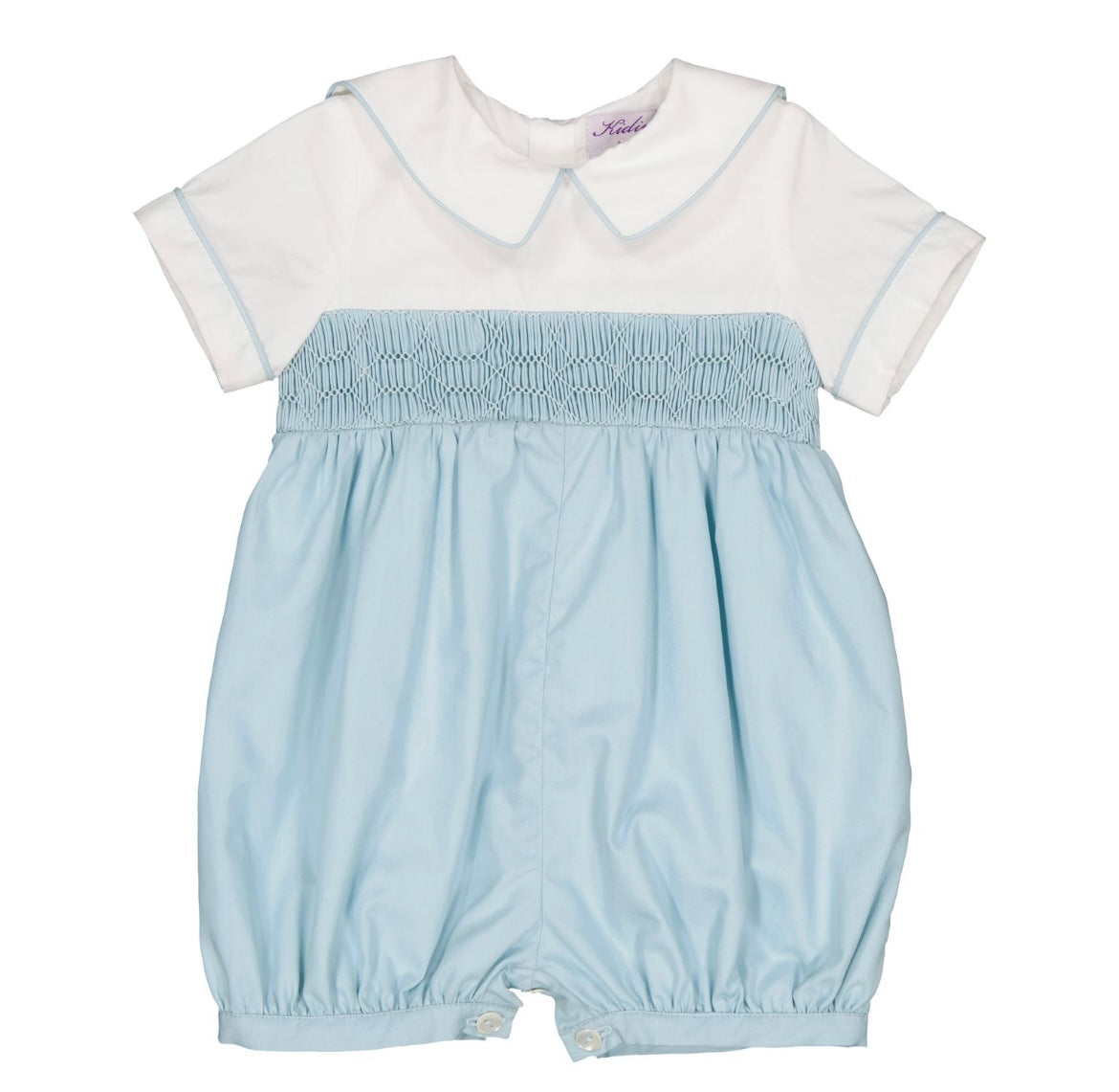 Kidiwi boys Mathis smocked romper in blue