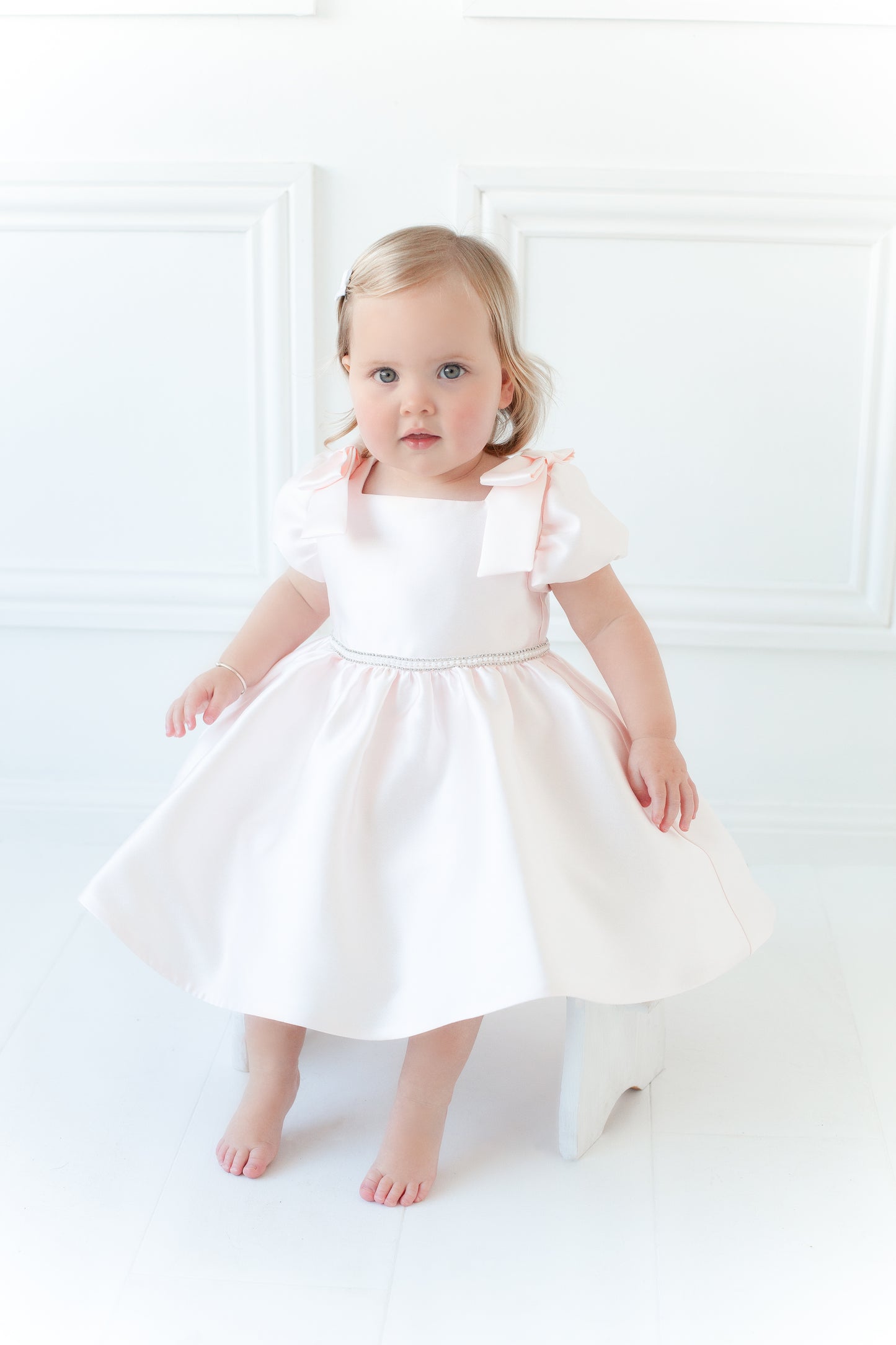 Bimbalo pink silk bow shoulder dress