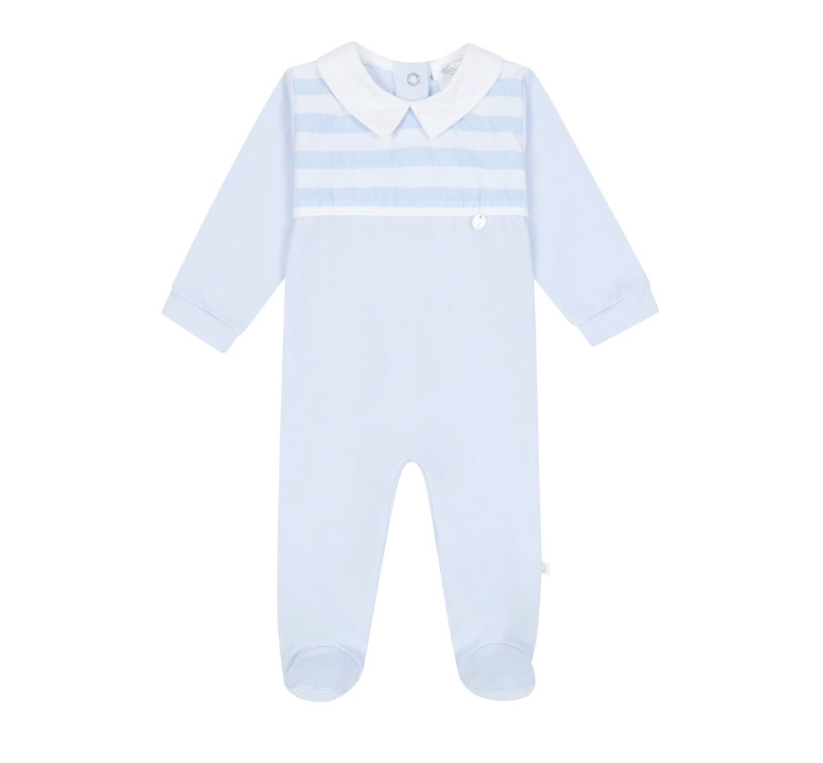 Deolinda boys blue & white stripe babygrow