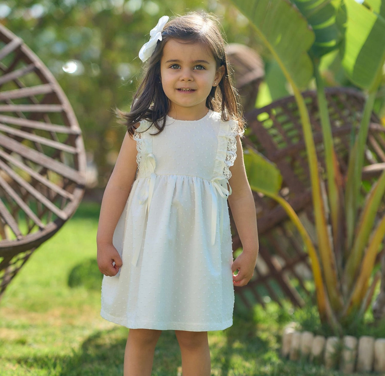 Rapife ivory frilled bow summer dress