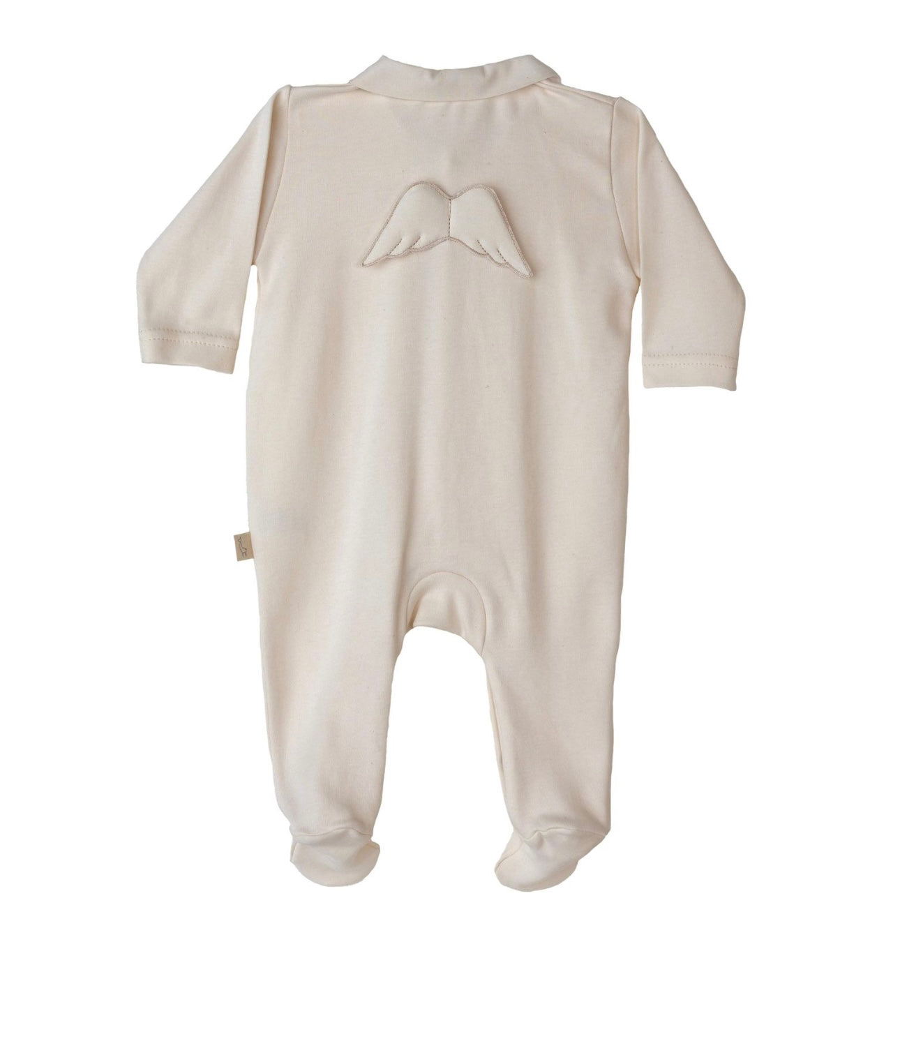 Baby Gi beige cotton angel wing babygrow
