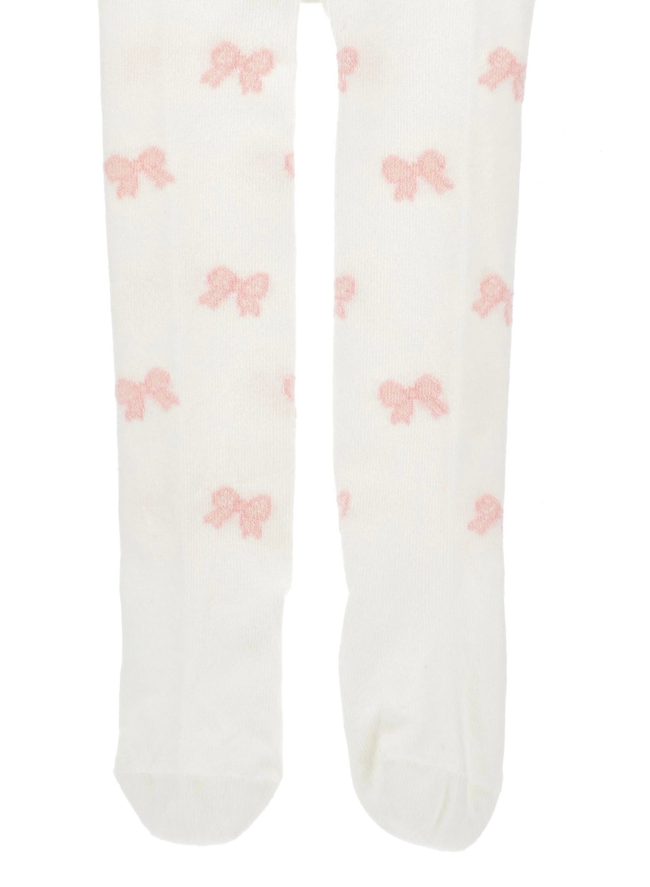 monnalisa pink & white bow puppy tights