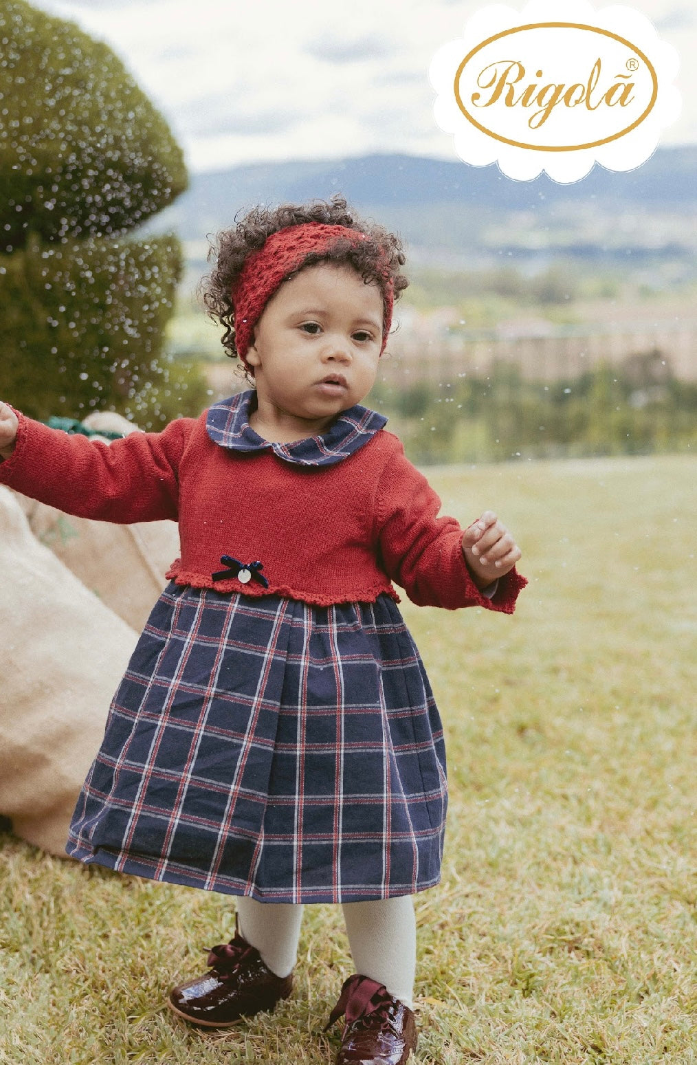 Rigola red & navy half knit dress