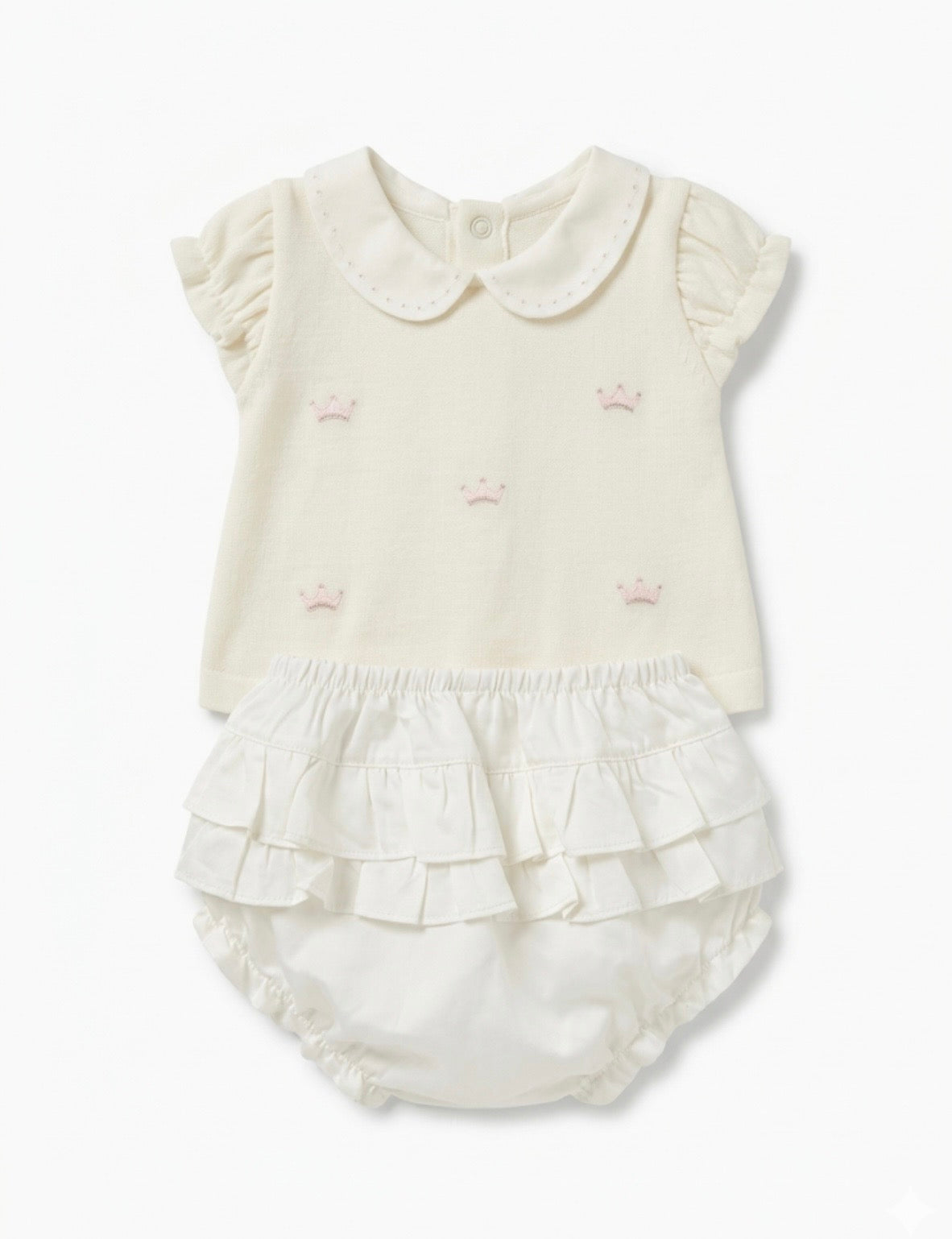 Adriana Mae pink crown bloomer set