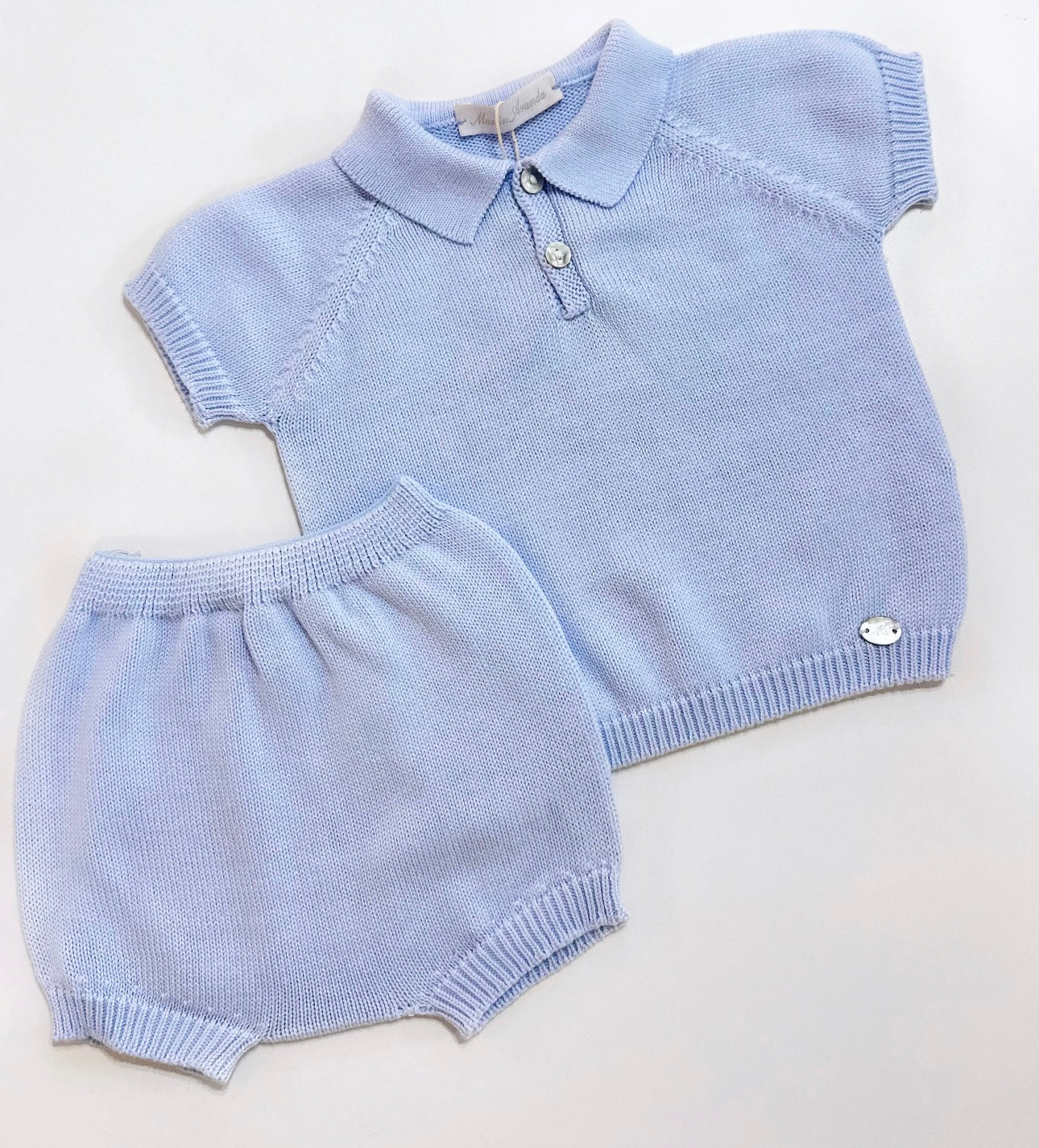 Martin Aranda blue cotton knit shirt & short set
