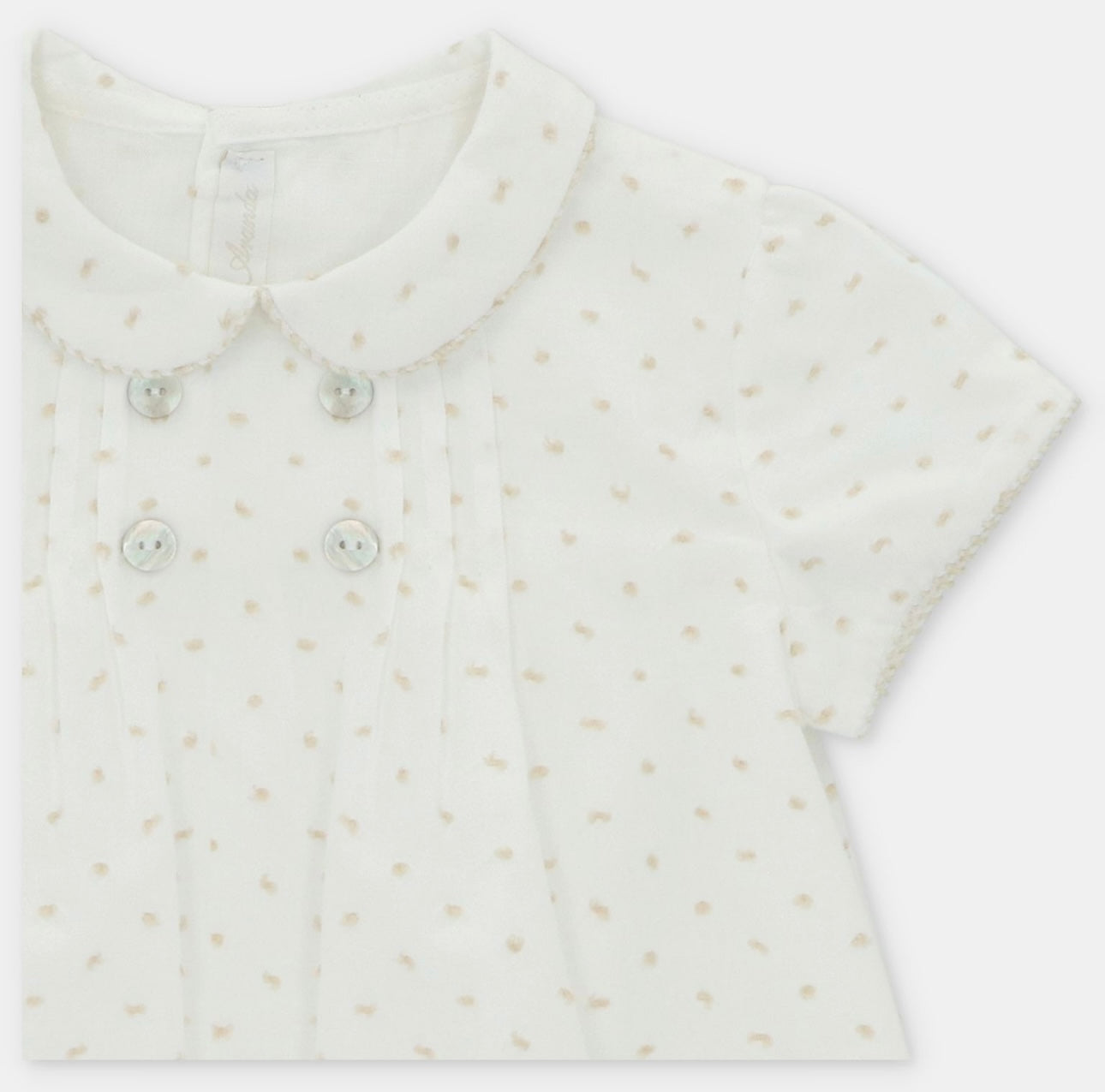 Martin Aranda ivory & beige cotton dotted romper
