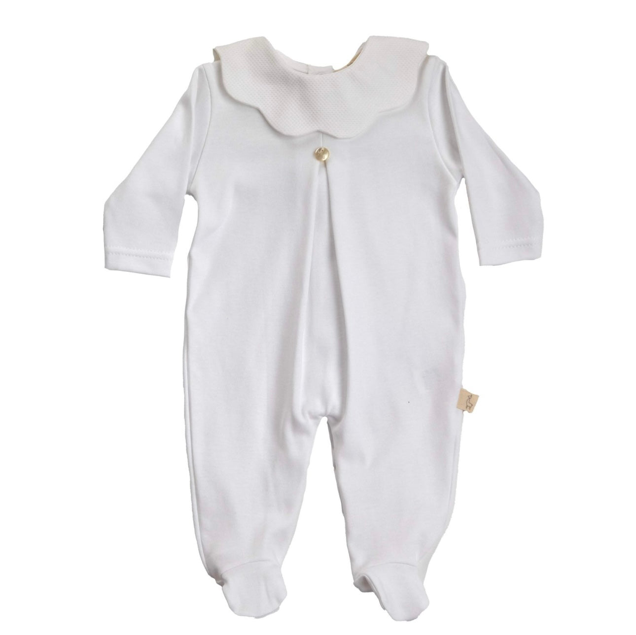 Baby Gi white cotton scalloped babygrow