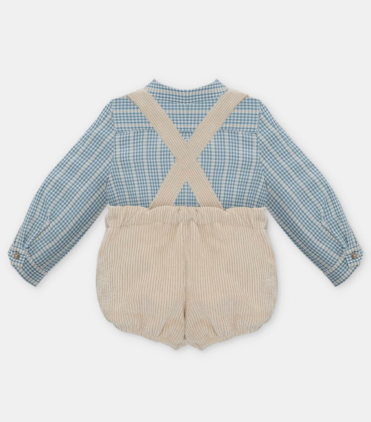 Martin Aranda blue & beige check dungaree set